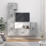 Set di Mobili Porta TV 5 pz Grigio Cemento in Legno Multistrato