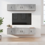 Set di Mobili Porta TV 6 pz Grigio Cemento in Legno Multistrato