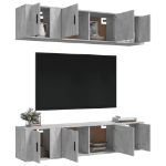 Set di Mobili Porta TV 6 pz Grigio Cemento in Legno Multistrato