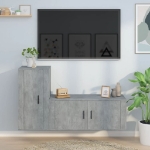 Set di Mobili Porta TV 2 pz Grigio Cemento in Legno Multistrato