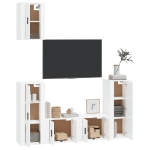 Set di Mobili Porta TV 5 pz Bianco Lucido in Legno Multistrato