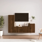 Set Mobili Porta TV 4 pz Rovere Marrone in Legno Multistrato