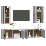 Set di Mobili Porta TV 4 pz Grigio Cemento in Legno Multistrato