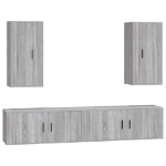 Set di Mobili Porta TV 4 pz Grigio Sonoma in Legno Multistrato