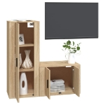 Set di Mobili Porta TV 2 pz Rovere Sonoma in Legno Multistrato