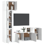 Set di Mobili Porta TV 5 pz Bianco Lucido in Legno Multistrato