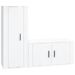 Set di Mobili Porta TV 2 pz Bianco Lucido in Legno Multistrato