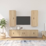 Set di Mobili Porta TV 5 pz Rovere Sonoma in Legno Multistrato