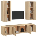 Set di Mobili Porta TV 5 pz Rovere Sonoma in Legno Multistrato