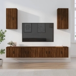 Set Mobili Porta TV 6 pz Rovere Marrone in Legno Multistrato