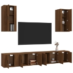 Set Mobili Porta TV 6 pz Rovere Marrone in Legno Multistrato