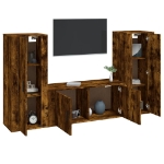 Set Mobili Porta TV 3 pz Rovere Fumo in Legno Multistrato