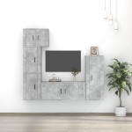 Set di Mobili Porta TV 5 pz Grigio Cemento in Legno Multistrato