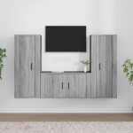 Set Mobili Porta TV 3 pz Grigio Sonoma in Legno Multistrato