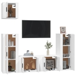 Set di Mobili Porta TV 5 pz Bianco in Legno Multistrato