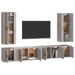 Set di Mobili Porta TV 6 pz Grigio Sonoma in Legno Multistrato