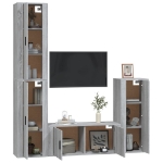 Set di Mobili Porta TV 4 pz Grigio Sonoma in Legno Multistrato