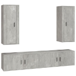 Set di Mobili Porta TV 4 pz Grigio Cemento in Legno Multistrato