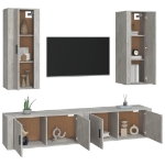 Set di Mobili Porta TV 4 pz Grigio Cemento in Legno Multistrato