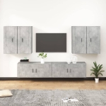 Set di Mobili Porta TV 6 pz Grigio Cemento in Legno Multistrato