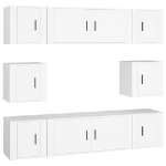 Set Mobili Porta TV 8pz Bianco in Legno Multistrato