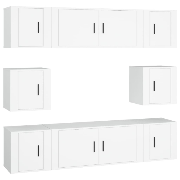 Set Mobili Porta TV 8pz Bianco in Legno Multistrato