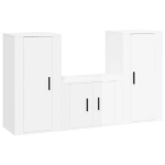 Set Mobili Porta TV 3 pz Bianco Lucido in Legno Multistrato