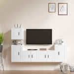 Set di Mobili Porta TV 5 pz Bianco Lucido in Legno Multistrato