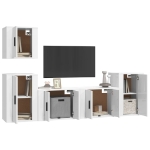 Set di Mobili Porta TV 5 pz Bianco Lucido in Legno Multistrato