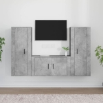 Set di Mobili Porta TV 3 pz Grigio Cemento in Legno Multistrato