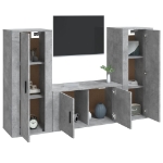 Set di Mobili Porta TV 3 pz Grigio Cemento in Legno Multistrato