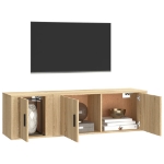 Set di Mobili Porta TV 2 pz Rovere Sonoma in Legno Multistrato