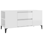 Mobile Porta TV Bianco Lucido 102x44,5x50 cm Legno Multistrato