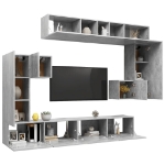 Set Mobili Porta TV 8pz Grigio Cemento in Legno Multistrato