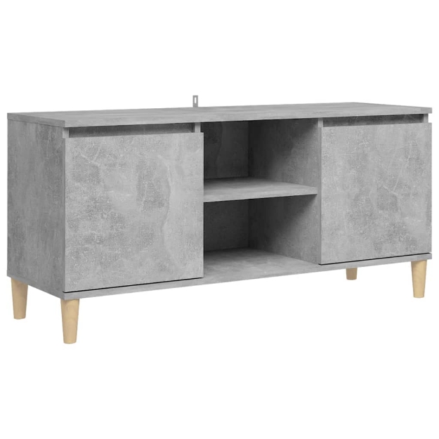 Mobile TV con Gambe in Legno Grigio Cemento 103,5x30x50 cm