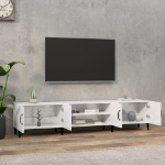 Mobile Porta TV Bianco Lucido 180x31,5x40 cm Legno Multistrato