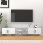 Mobile Porta TV Bianco Lucido 180x31,5x40 cm Legno Multistrato