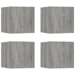 Armadietti TV Montati a Parete 4 pz Grigio Sonoma 30,5x30x30 cm