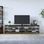 Mobile TV Rovere Marrone 200x30x50 cm Legno Multistrato Metallo