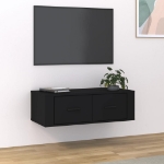 Mobile Porta TV Sospeso Nero 80x36x25 cm in Legno Multistrato