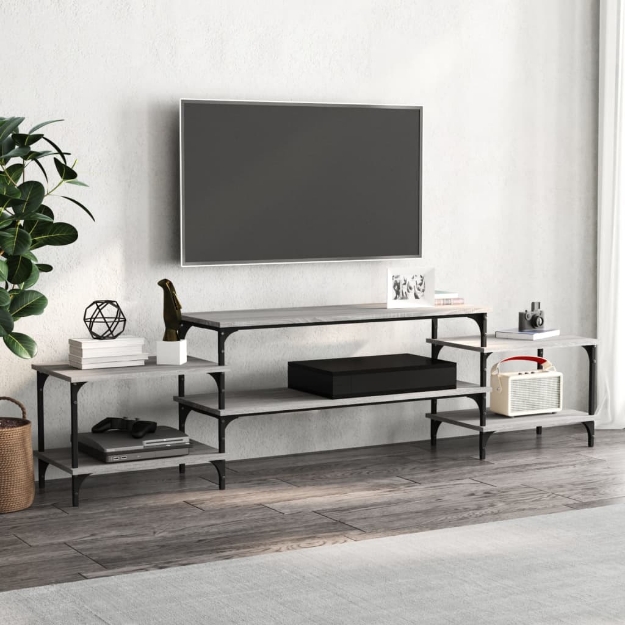 Mobile Porta TV Grigio Sonoma 197x35x52 cm in Legno Multistrato