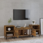 Mobile TV Rovere Fumo 160x35x55 cm in Legno Multistrato