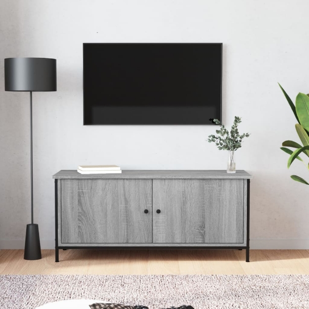 Mobile TV con Ante Grigio Sonoma 102x35x45 cm Legno Multistrato