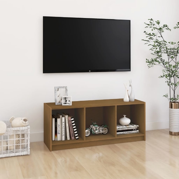 Mobile Porta TV Marrone Ambra 104x33x41 cm in Legno di Pino