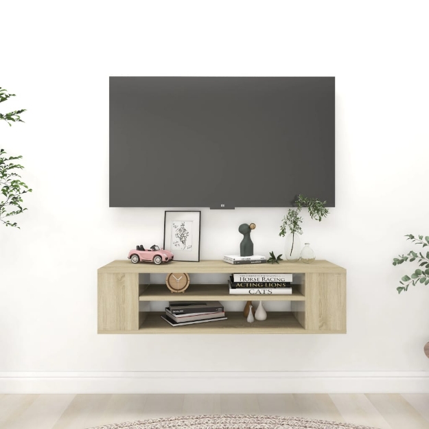 Mobile TV Pensile Rovere Sonoma 100x30x26,5cm Legno Multistrato