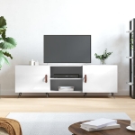 Mobile Porta TV Bianco Lucido 150x30x50 cm in Legno Multistrato