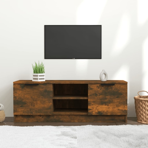 Mobile TV Rovere Fumo 102x35x36,5 cm in Legno Multistrato