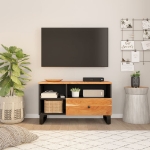 Mobile TV 80x33x46cm Legno Massello Acacia e Legno Multistrato