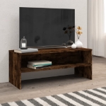 Mobile Porta TV Rovere Fumo 100x40x40 cm in Legno Multistrato