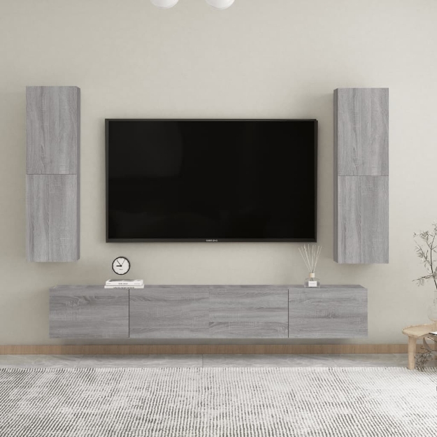 Mobili Porta TV a Parete 2 pz Grigio Sonoma 30,5x30x110 cm